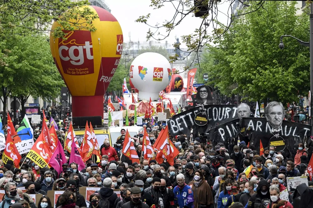 Manifestación en el Día Internacional del Trabajo, en París, Francia, el 1 de mayo de 2024.  Bertrand Guay AFP
