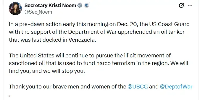 el-posteo-de-kristy-noem-dando-cuenta-de-la-intercepcion-del-petrolero-de-bandera-panamena-2157148