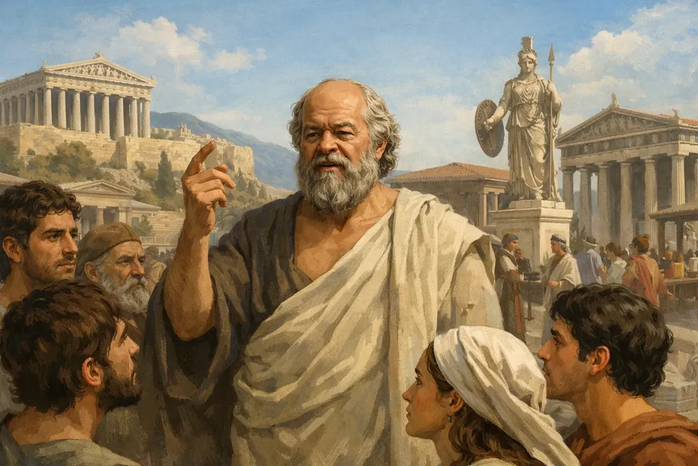 Sócrates en el ágora de Atenas