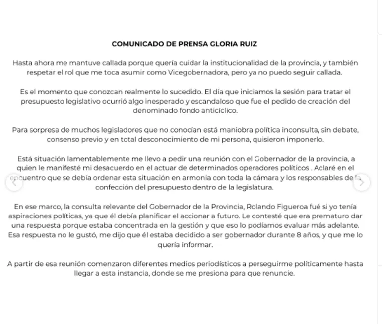 gloria-ruiz-comunicado