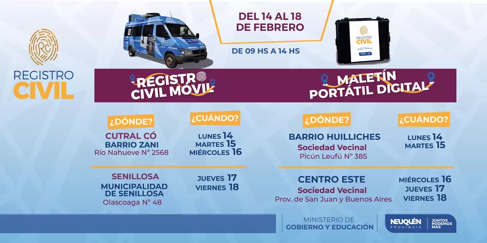 Registro Civil semana del 14 al 18 de febrero