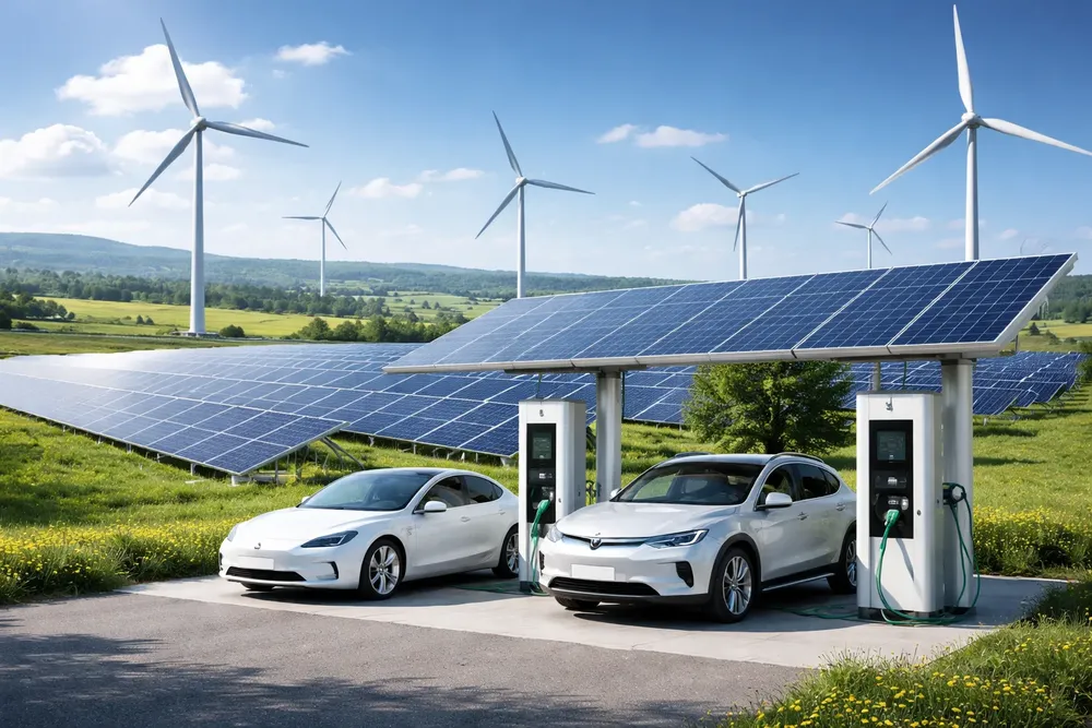 aerogeneradores, paneles solares y vehículos eléctricos