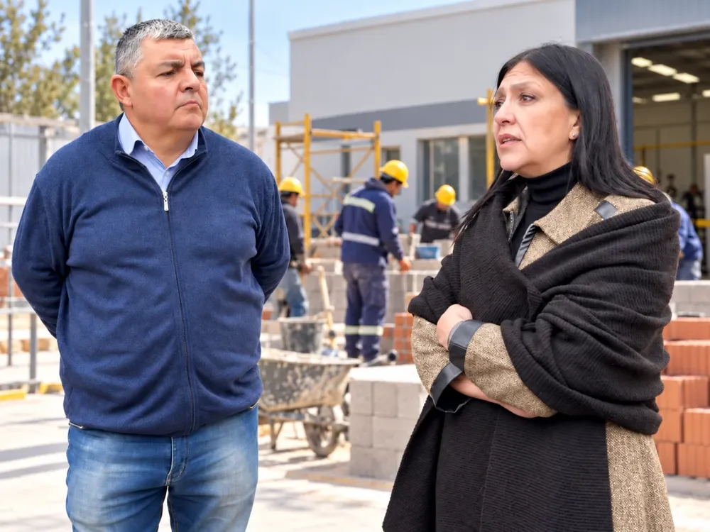 Conversación en una obra industrial