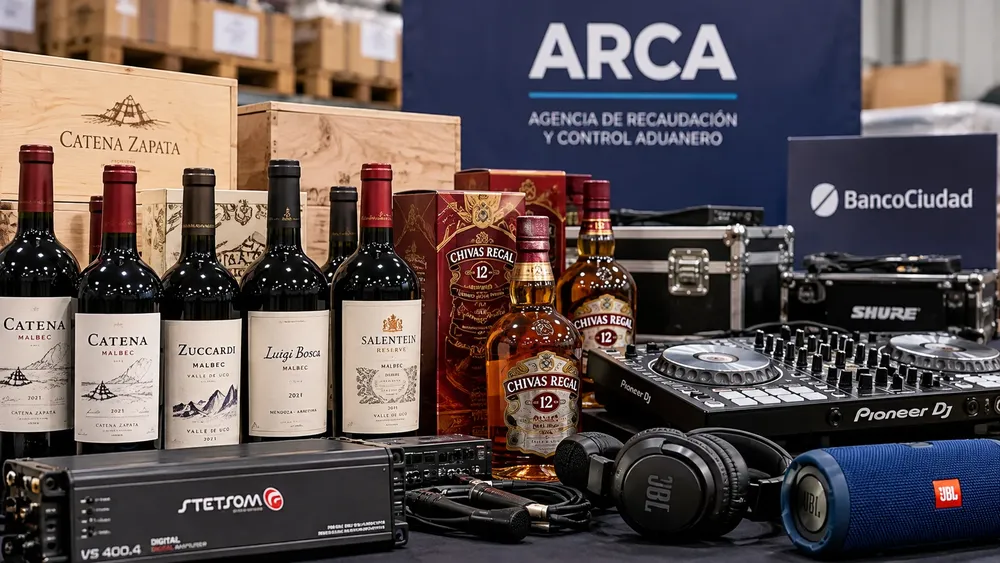 Exhibición de bebidas y equipos electrónicos