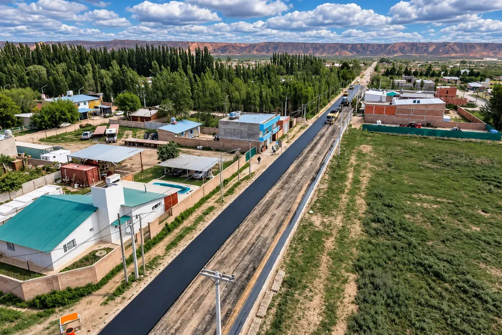 Avenida hacia las mesetas rojizas