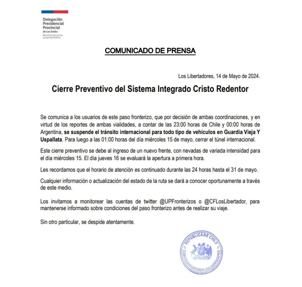 Comunicado - Vialidad